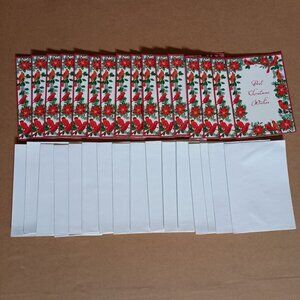 vintage Y2K poinsettas and cardinals Christmas cards 16 pack with envelopes